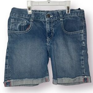 Crazy 8 Blue Denim Shorts Bermuda Cuffed Hem Five Pocket Design Jean Shorts 12